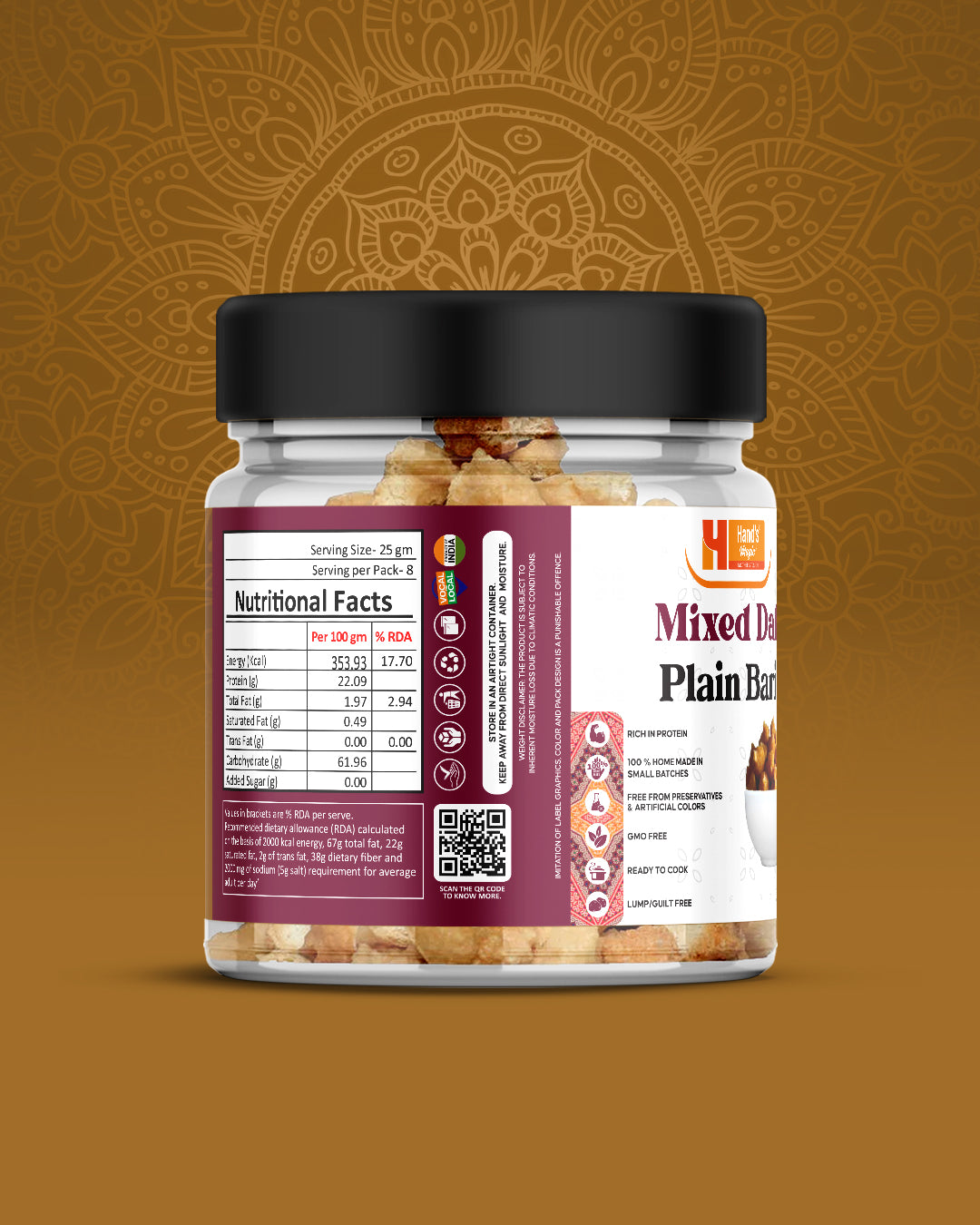Hand's Magic Mixed Dal Plain Bari – A Nutritious Blend of Lentil Dumplings (200g)