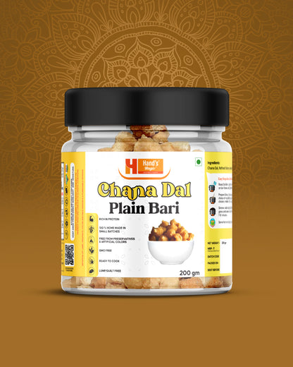 Hand's Magic Chana Dal Plain Bari – Protein-Rich & Ready-to-Cook Fried Lentil Dumplings (200g)