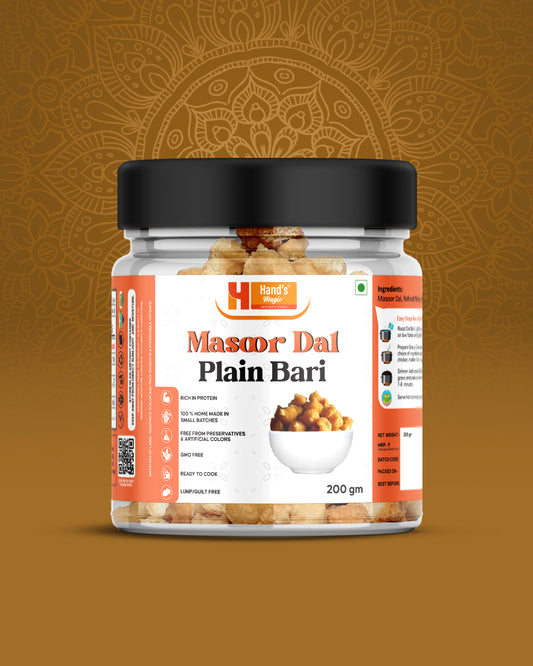 Hand's Magic Masoor Dal Plain Bari – Premium Lentil Dumplings for Flavorful Curries (200g)