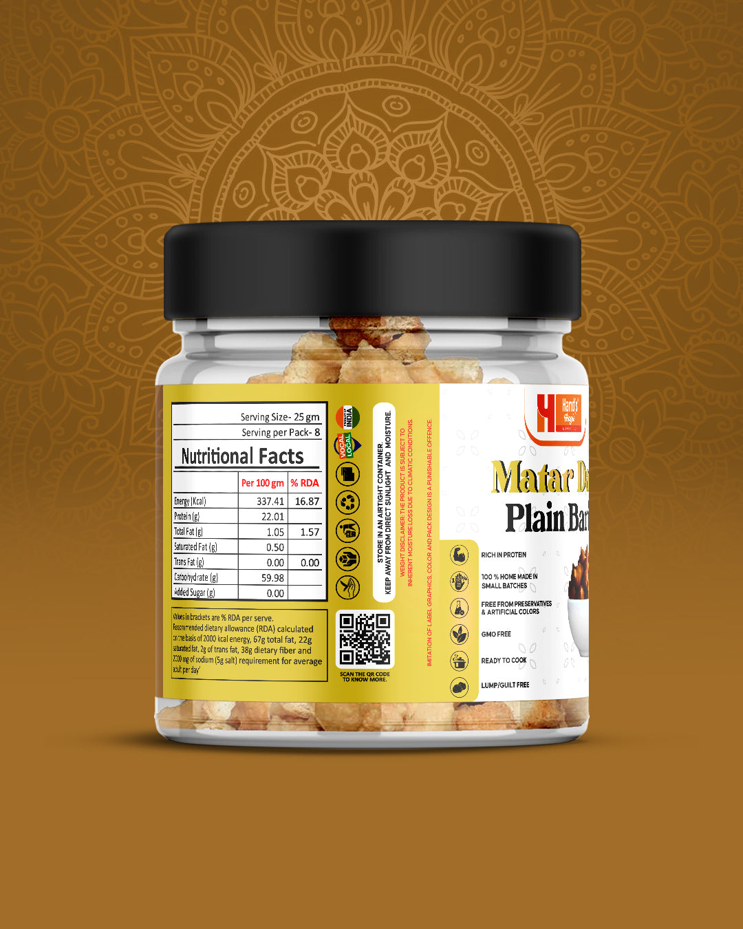 Hand's Magic Matar Dal Plain Bari – Traditional Protein-Rich Lentil Dumplings (200g)