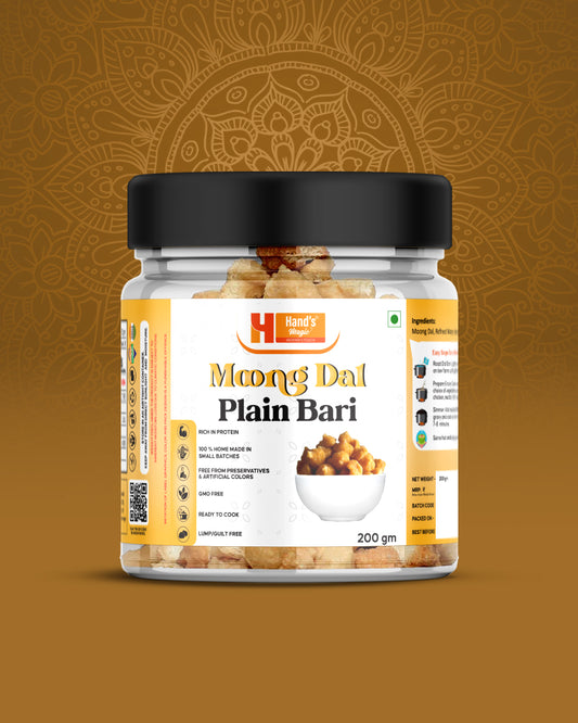 Hand's Magic Moong Dal Plain Bari – Light, Nutritious & Ready-to-Cook (200g)