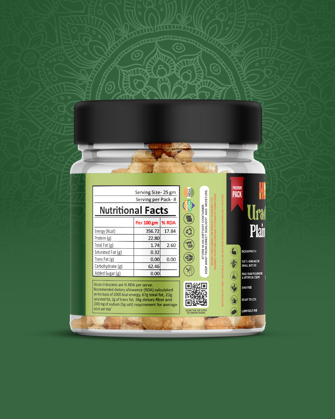 Premium Hand's Magic Urad Dal Plain Bari – A Rich & Protein-Packed Delight (200g)